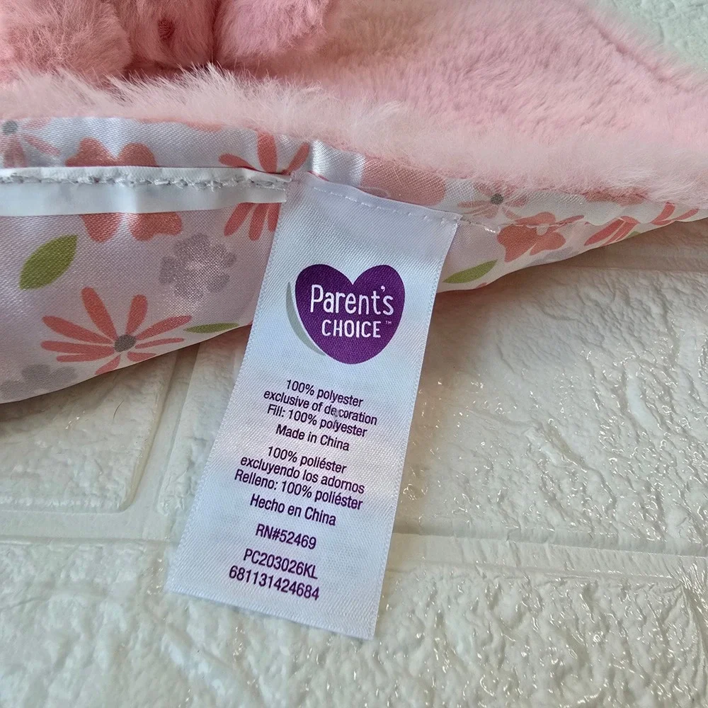 Parent's‎ Choice Elephant Plush Security Blanket Baby Pink Floral Lovey 12x12